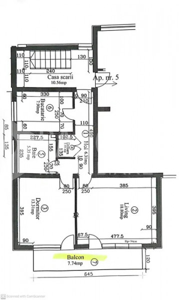 Apartament cu 2 camere decomandate - Borhanci