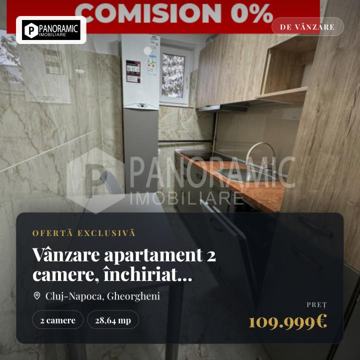  Vânzare apartament 2 camere, închiriat (400€) – Zona Str. C. Brâncoveanu, Cluj