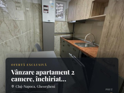  Vânzare apartament 2 camere, închiriat (400€) – Zona Str. C. Brâncoveanu, Cluj